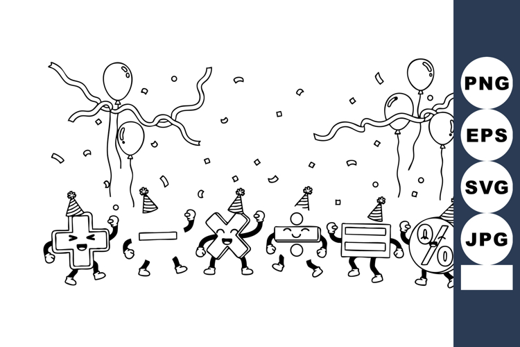 Puzzle Pieces Characters Celebrating with Balloons Confetti