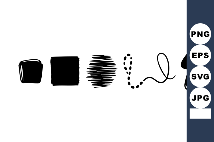 Abstract black brush stroke shapes and ink design elements i