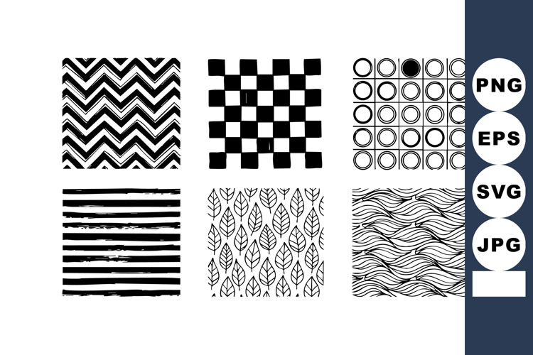 Abstract black and white seamless geometric patterns with st