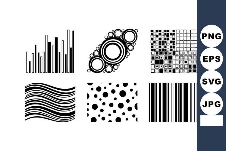 Abstract black and white geometric patterns with circles