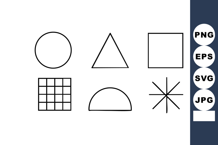 Basic geometric shapes circle triangle square grid semicircl