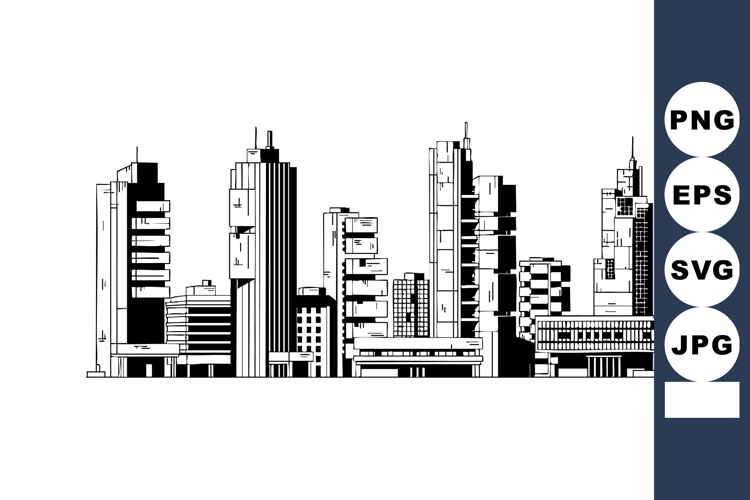 Modern urban cityscape skyline with skyscrapers and high-ris