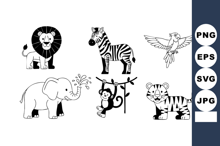 Elephant Black And White Clipart Image 21
