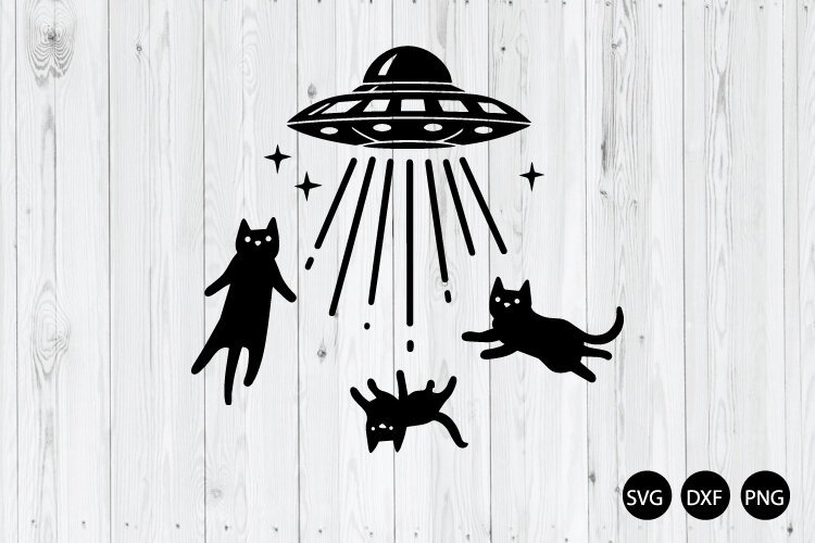 UFO Cat Abduction SVG, Funny Alien Cats SVG, Cats In Space example image 1