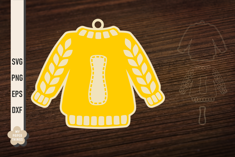 Ugly Christmas Sweater Ornament I SVG, Monogram Letters Svg