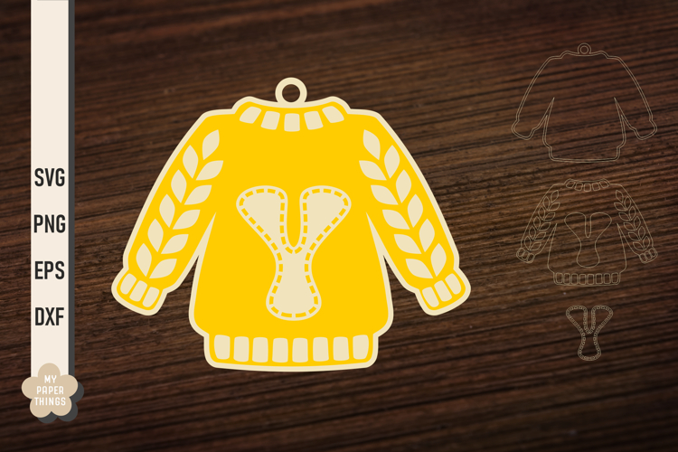 Ugly Christmas Sweater Ornament Y SVG, Monogram Letters Svg