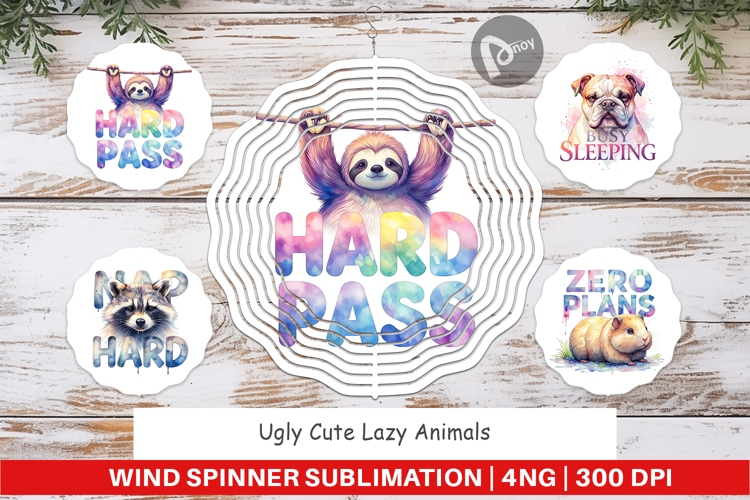 Ugly-Cute Lazy Animals Wind Spinner