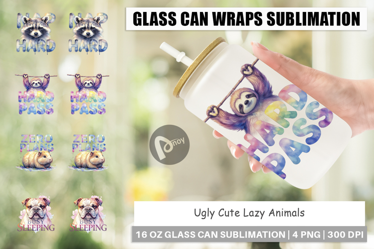 Ugly-Cute Lazy Animals Glass Can
