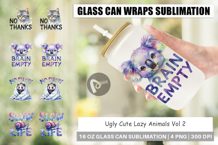 Ugly-Cute Lazy Animals Glass Can