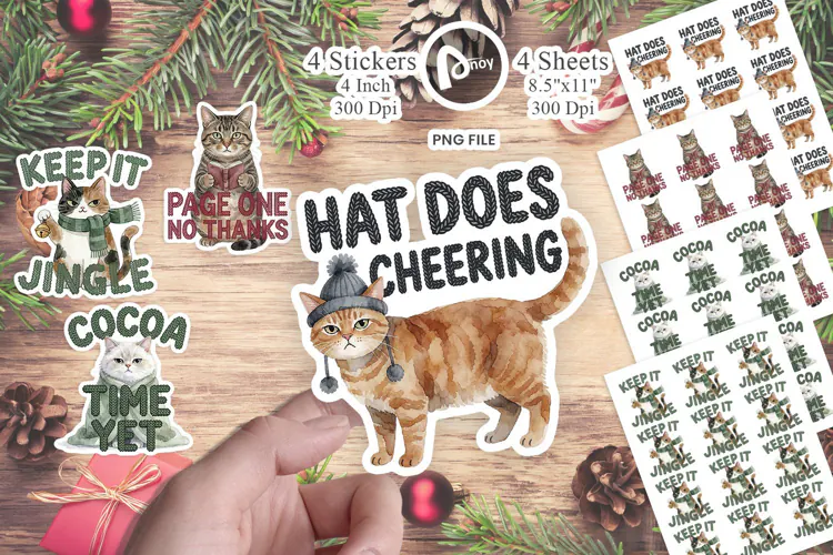 Ugly Sweater Judgmental Cat Choir Sticker