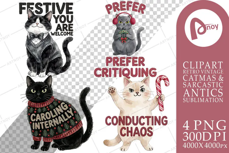 Ugly Sweater Judgmental Cat Choir Sublimation