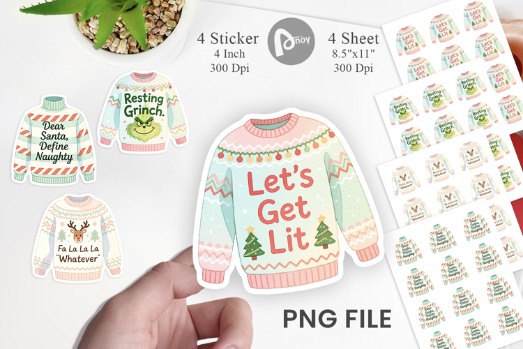 Sticker Ugly Sweater Quotes