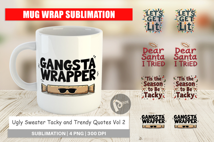 Ugly Sweater Sayings Mug Wrap