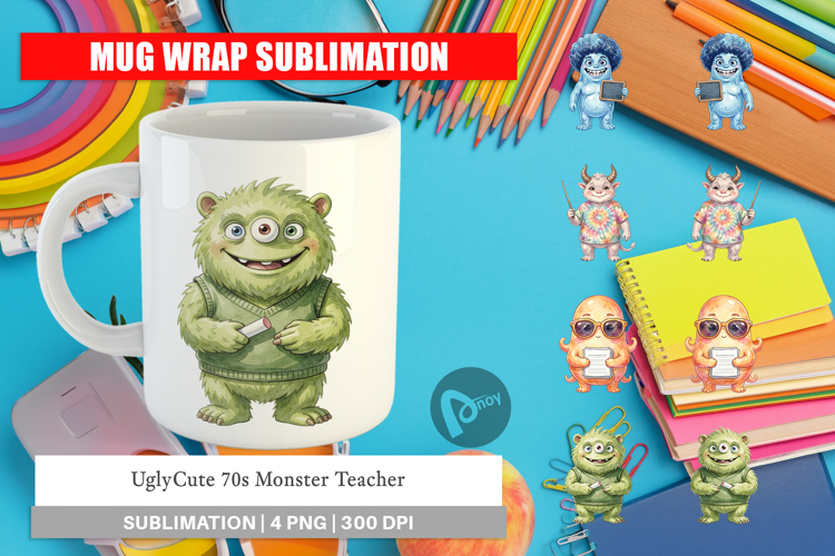 UglyCute 70s Monster Teacher Mug Wrap