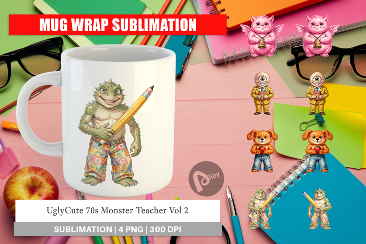 UglyCute 70s Monster Teacher Mug Wrap