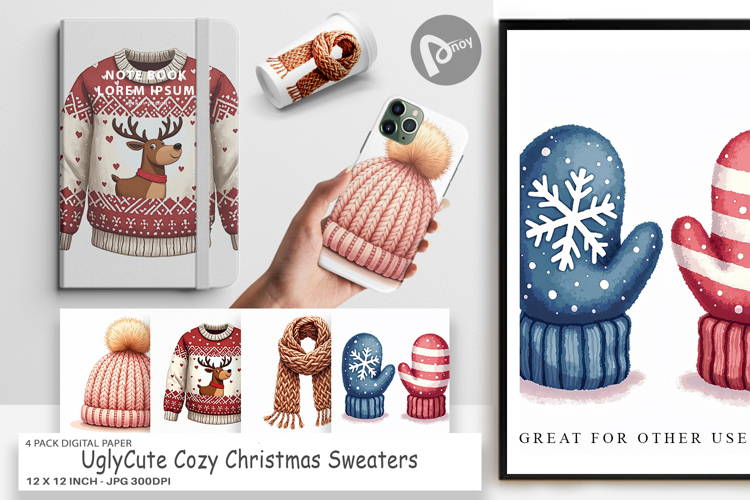 Cozy Christmas Sweaters Digital Paper