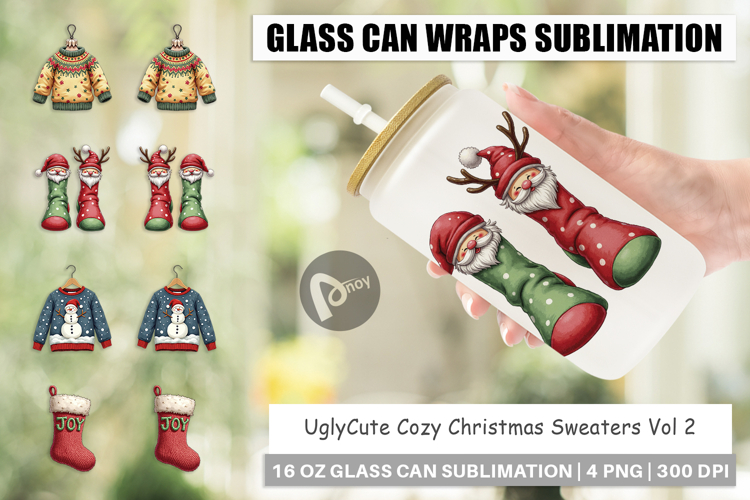 Cozy Christmas Sweaters Glass Can