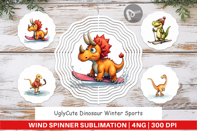 Dinosaur Winter Sports Wind Spinner