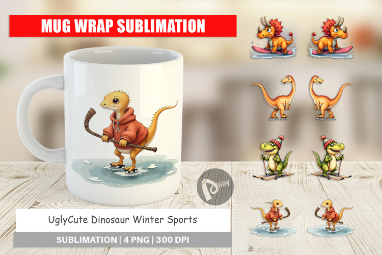 Dinosaur Winter Sports Mug Wrap