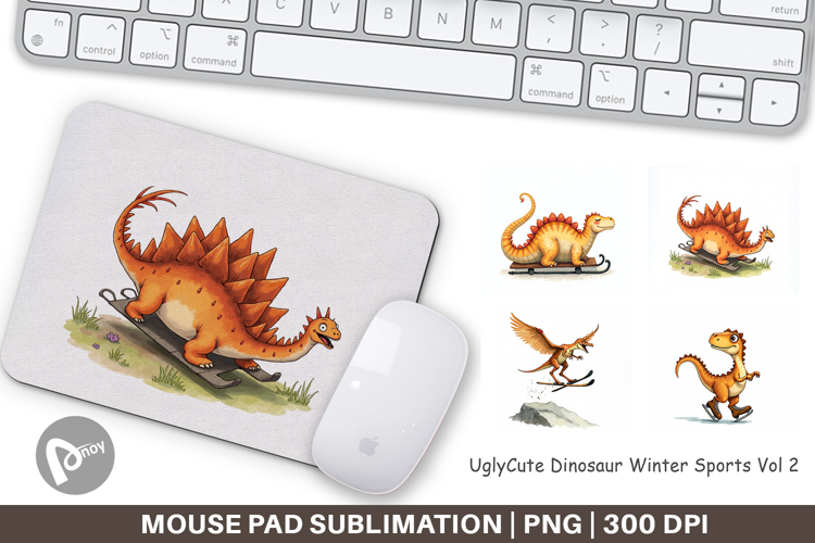Dinosaur Winter Sports Mouse Pad