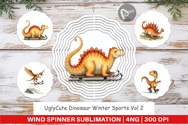 Dinosaur Winter Sports Wind Spinner