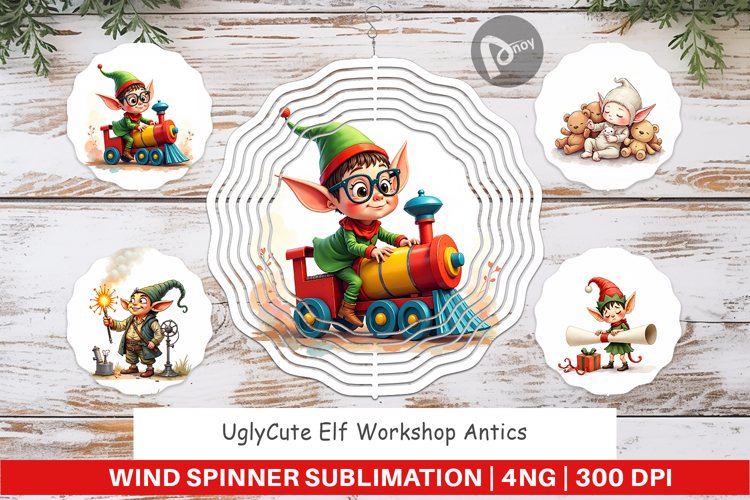 Elf Workshop Antics Wind Spinner
