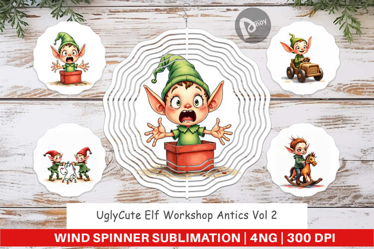 Elf Workshop Antics Wind Spinner