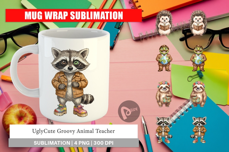 UglyCute Groovy Animal Teacher Mug Wrap