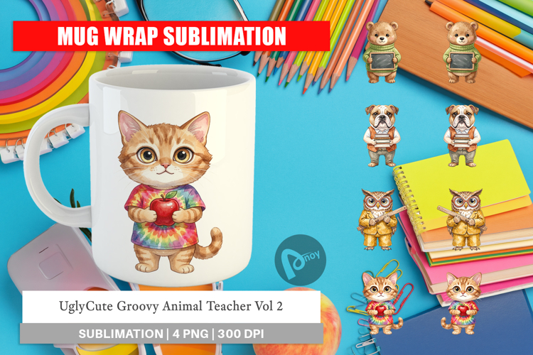 UglyCute Groovy Animal Teacher Mug Wrap