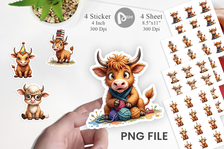 Highland Cow Farm Friends Sticker