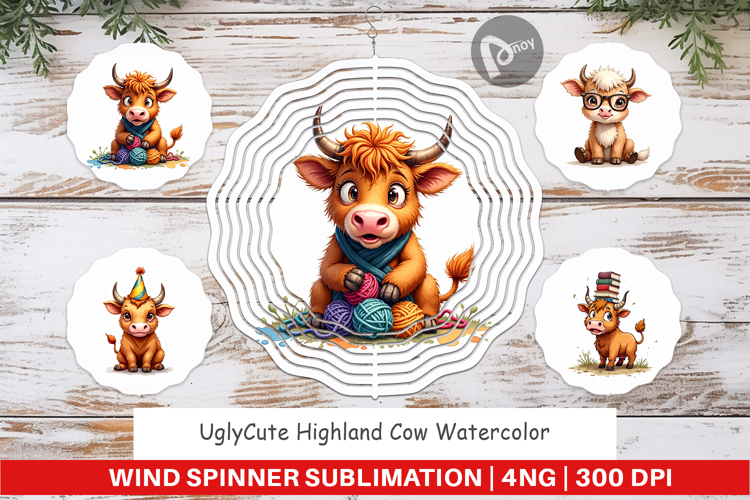 Highland Cow Farm Friends Wind Spinner