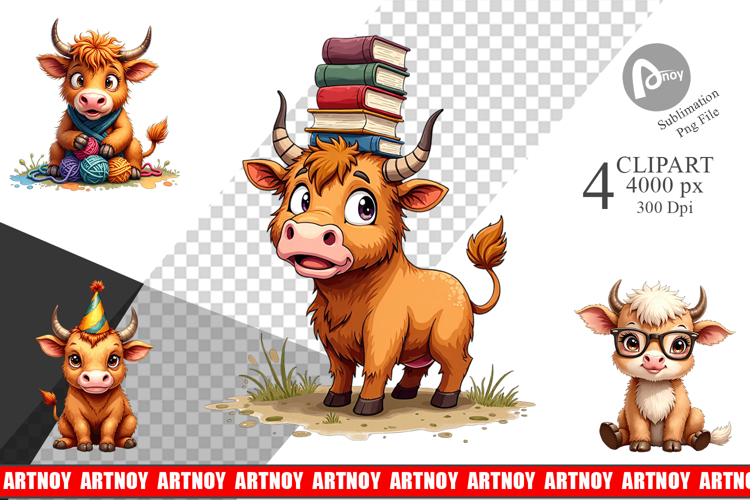Highland Cow Farm Friends Clipart