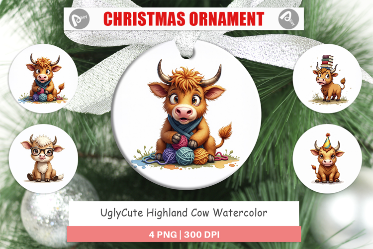 Highland Cow Farm Friends Ornament