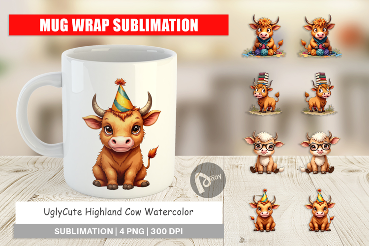 Highland Cow Farm Friends Mug Wrap