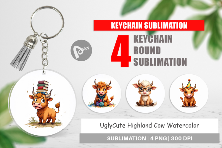 Highland Cow Farm Friends Keychain
