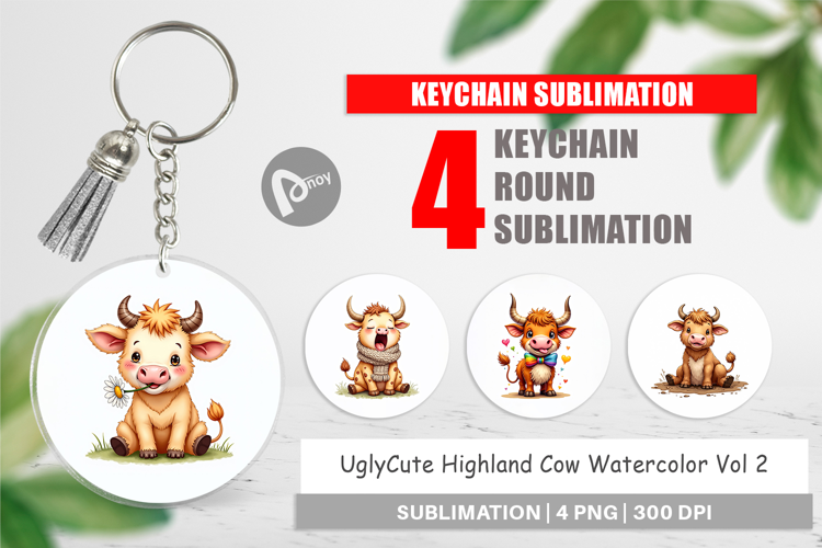 Highland Cow Farm Friends Keychain
