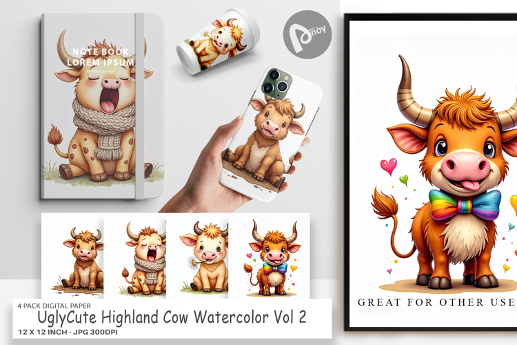 Highland Cow Farm Friends Digital Paper