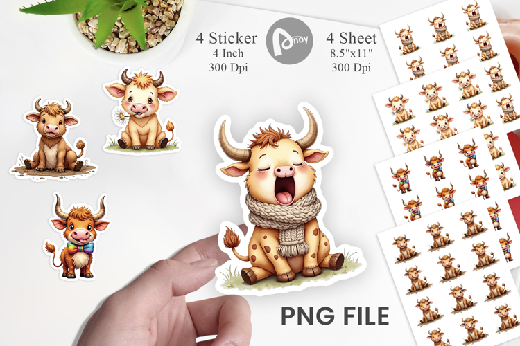 Highland Cow Farm Friends Sticker