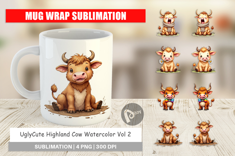 Highland Cow Farm Friends Mug Wrap