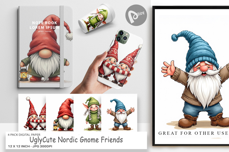 Nordic Gnome Friends Digital Paper
