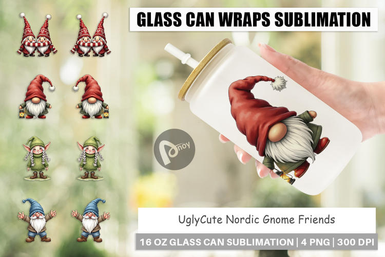 Nordic Gnome Friends Glass Can