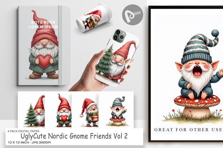 Nordic Gnome Friends Digital Paper
