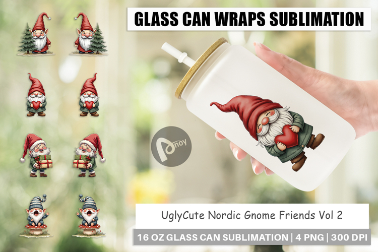 Nordic Gnome Friends Glass Can