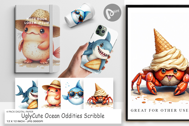 UglyCute Ocean Oddities Digital Paper