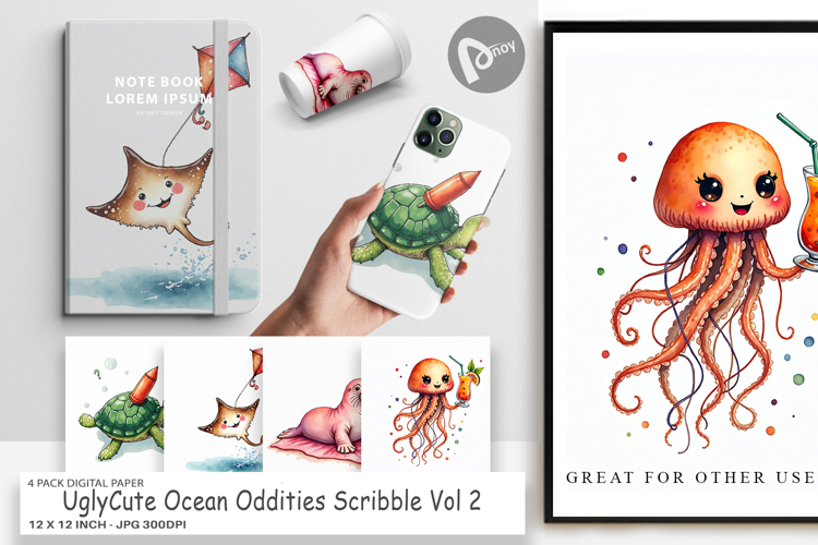UglyCute Ocean Oddities Digital Paper
