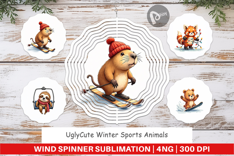 Winter Sports Animals Wind Spinner