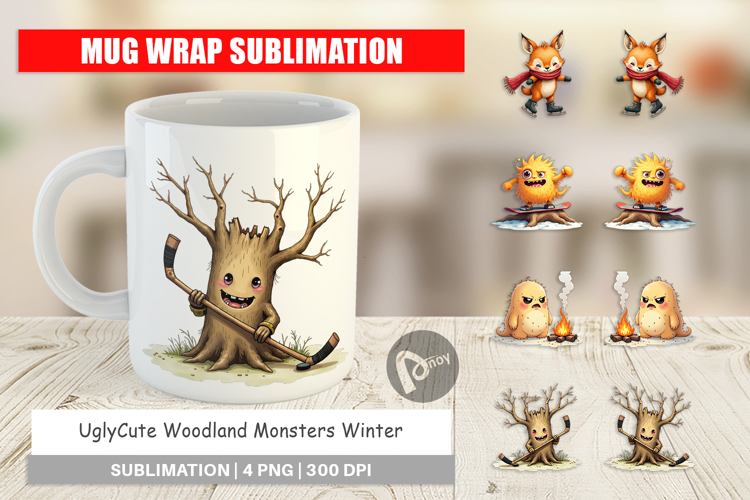 Woodland Monsters Sports Mug Wrap