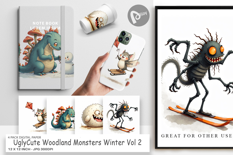 Woodland Monsters Winter Digital Paper