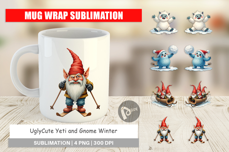 Yeti & Gnome Winter Games Mug Wrap