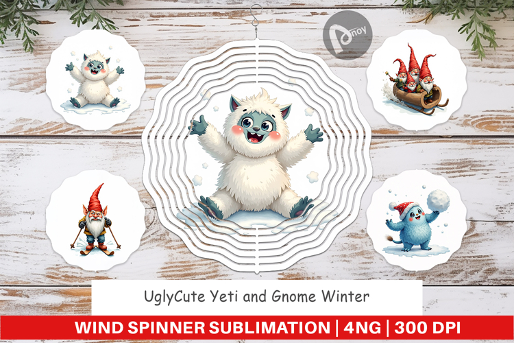 Yeti & Gnome Winter Games Wind Spinner